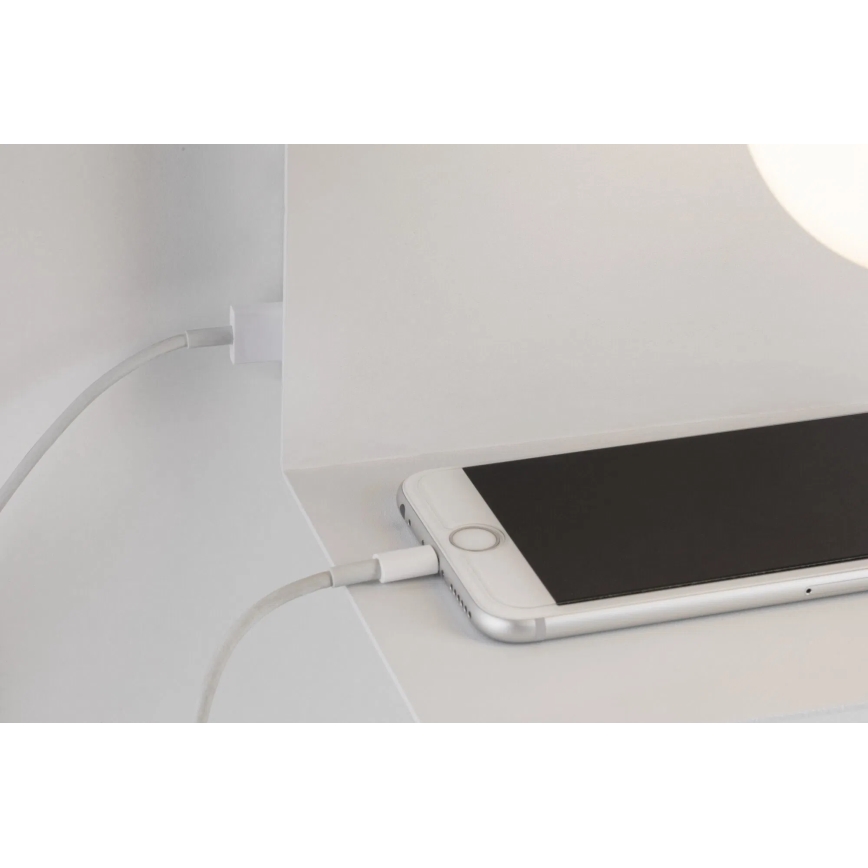 Paulmann 79812 - 1xE27/40W seinavalgusti riiuliga ja USB-pordiga CALVANI 230V valge