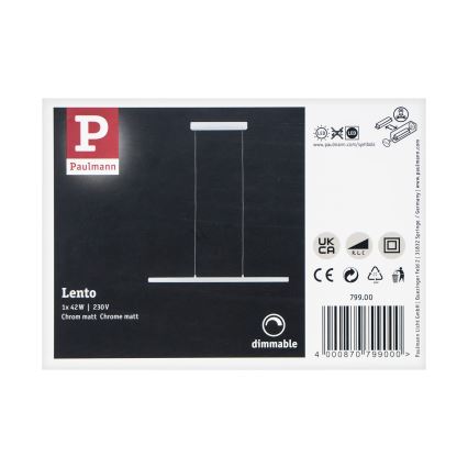 Paulmann 79900 - LED/42W Hämardatav lühter LENTO 230V mattkroom