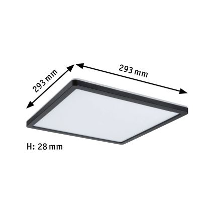Paulmann 79921 - ATRIA LED/16W hämardatav paneel 230V 3000K 29,3x29,3 cm must