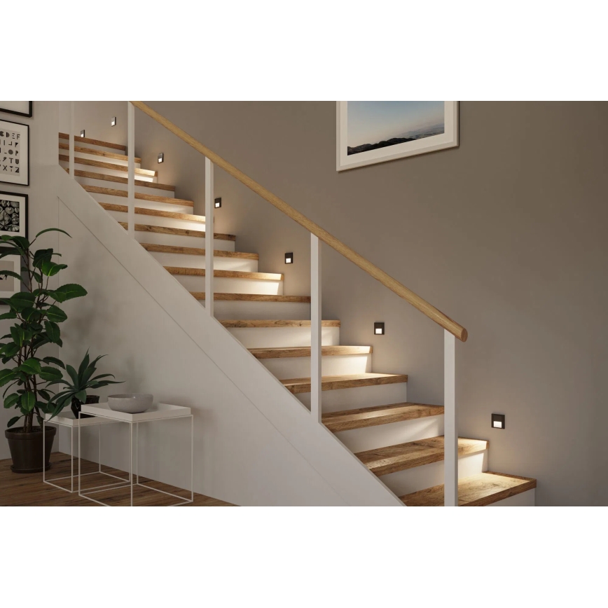 Paulmann 80004 - LED/1W Trepivalgusti anduriga TSARO 230V Lead/must