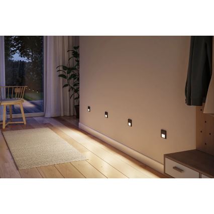 Paulmann 80004 - LED/1W Trepivalgusti anduriga TSARO 230V Lead/must