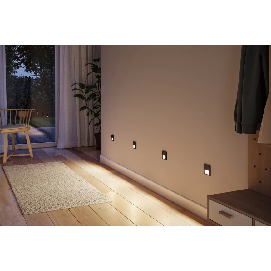 Paulmann 80004 - LED/1W Trepivalgusti anduriga TSARO 230V Lead/must