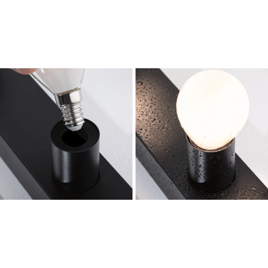 Paulmann 80097 - 3xE14/40W IP44 Peeglivalgusti vannituppa REGULA 230V must