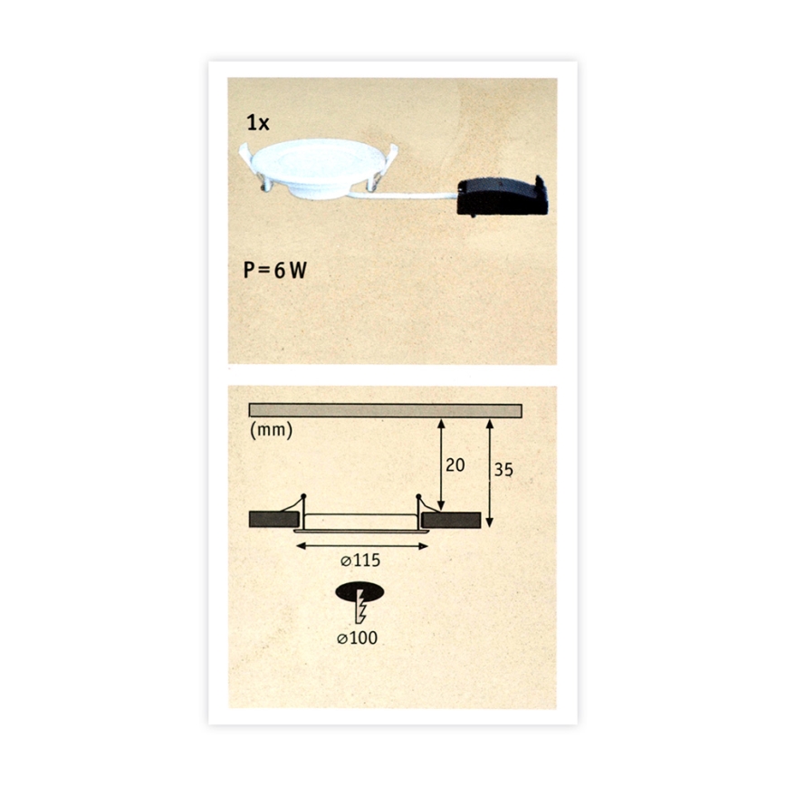 Paulmann 92061 - LED/6W IP44 Ripplaevalgusti vannituppa QUALITY LINE 230V