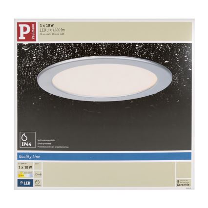 Paulmann 92075 - LED/18W Süvistatav vannitoavalgusti QUALITY LINE 230V IP44