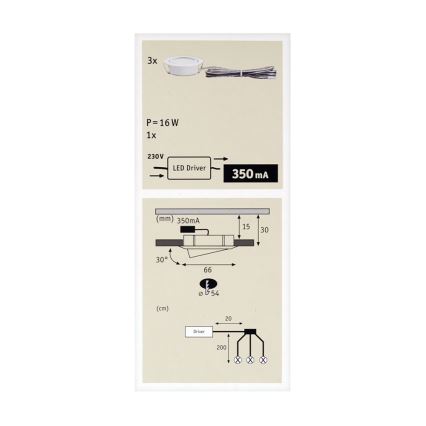 Paulmann 92091 - KOMPLEKT 3x LED Süvistatav valgusti 1xLED/4,2W/230V