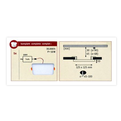 Paulmann 92397 - LED/8,5W Süvistatud vannitoavalgusti VARIFIT 230V IP44