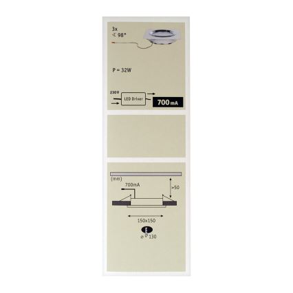 Paulmann 92695 - KOMPLEKT 3x LED/8W Hämardatav süvistatav valgusti DICE 230V