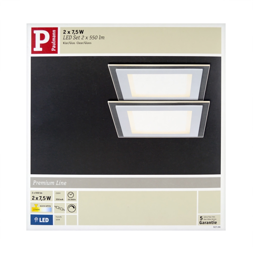 Paulmann 92706 - KOMPLEKT 2xLED/7,5W Hämardatav süvistatav valgusti DECODICE 230V