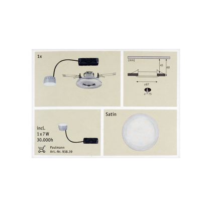 Paulmann 92848 - LED/7W IP65 Süvistatav valgusti vannituppa COIN 230V