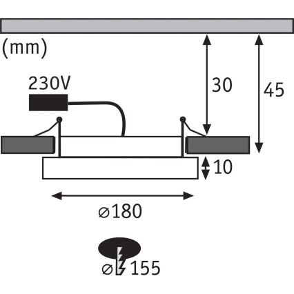 Paulmann 92935 - LED/12W IP44 Hämardatav vannitoa süvistatav laevalgusti AREO 230V läbimõõt 18 cm mattkroom