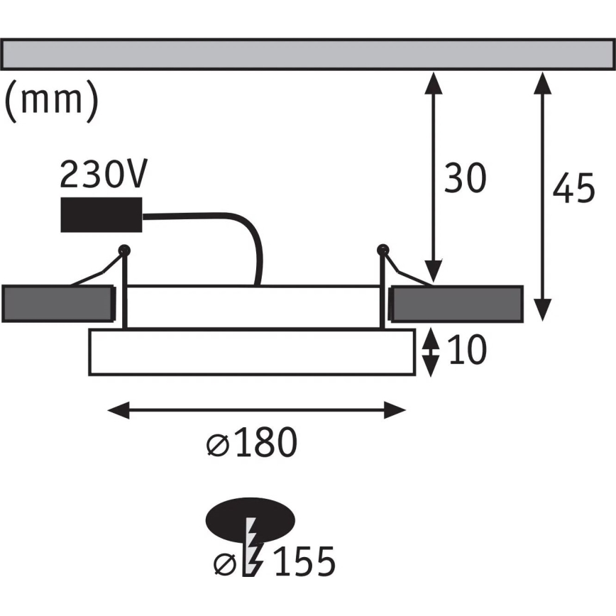 Paulmann 92935 - LED/12W IP44 Hämardatav vannitoa süvistatav laevalgusti AREO 230V läbimõõt 18 cm mattkroom
