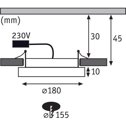 Paulmann 92946 - LED/11W IP23 Vannitoa lae sissepaigaldatav valgusti AREO 230V läbimõõt 18 cm mattkroom