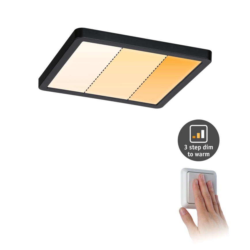 Paulmann 93101 - LED/13W IP44 vannitoa lae alla paigaldatav valgusti AREO 230V 2000/3000/4000K 17,5x17,5 cm must