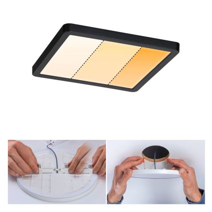 Paulmann 93101 - LED/13W IP44 vannitoa lae alla paigaldatav valgusti AREO 230V 2000/3000/4000K 17,5x17,5 cm must