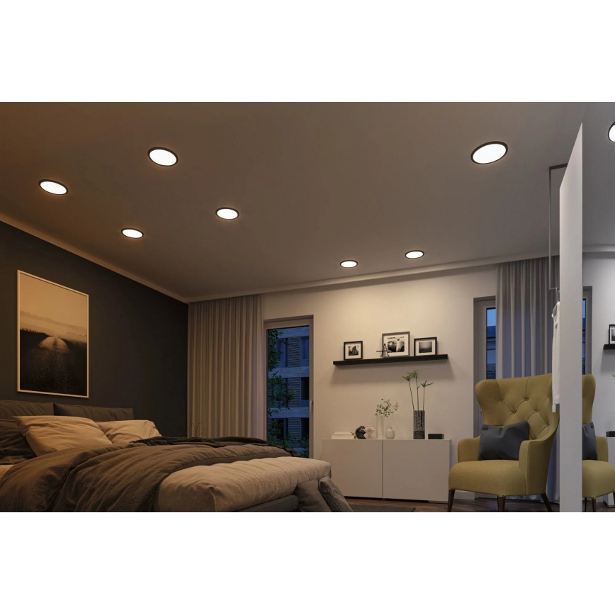 Paulmann 93102 - LED/16W IP44 AREO vannitoa süvistatav laevalgusti 230V 2000/3000/4000K Ø 23 cm must