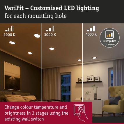 Paulmann 93102 - LED/16W IP44 AREO vannitoa süvistatav laevalgusti 230V 2000/3000/4000K Ø 23 cm must