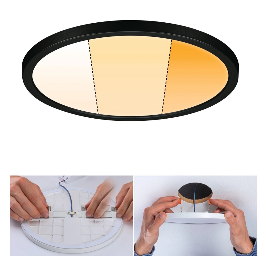 Paulmann 93102 - LED/16W IP44 AREO vannitoa süvistatav laevalgusti 230V 2000/3000/4000K Ø 23 cm must