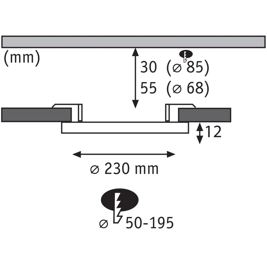 Paulmann 93102 - LED/16W IP44 AREO vannitoa süvistatav laevalgusti 230V 2000/3000/4000K Ø 23 cm must