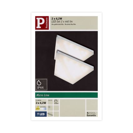 Paulmann 93584 - KOMPLEKT 2xLED/6,2W IP44 Mööblivalgustus KITE 230V