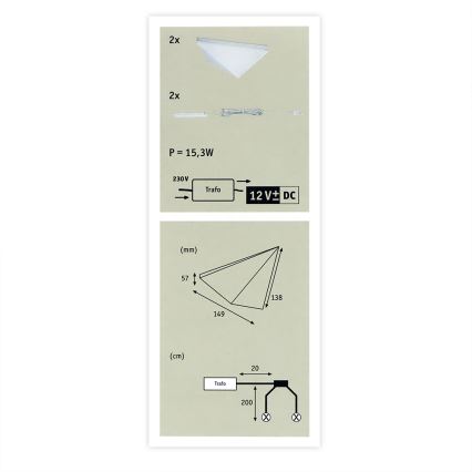 Paulmann 93584 - KOMPLEKT 2xLED/6,2W IP44 Mööblivalgustus KITE 230V