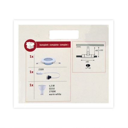 Paulmann 93658 - LED-GU10/4,5W Süvistatav valgusti 230V