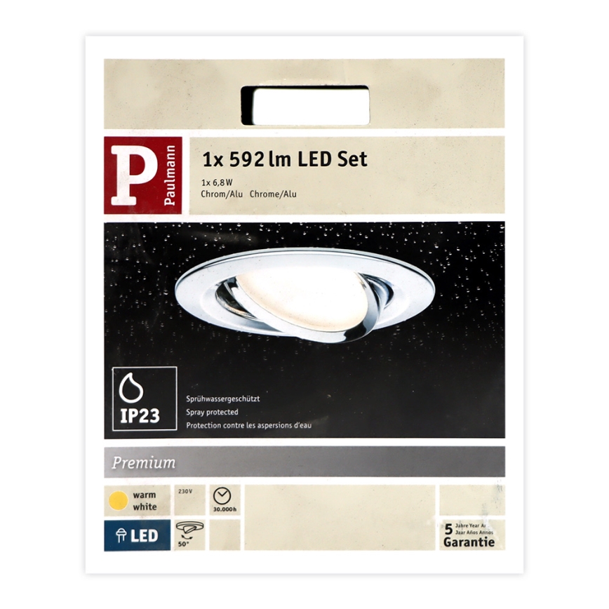 Paulmann 93867 - LED/6,8W IP23 Vannitoa süvistatav laevalgusti COIN 230V