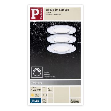 Paulmann 93874 - KOMPLEKT 3xLED/6,8W IP44 Hämardatav vannitoa ripplaevalgusti COIN 230V
