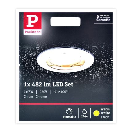 Paulmann 93959 - LED/7W IP44 Hämardatav vannitoavalgusti COIN 230V