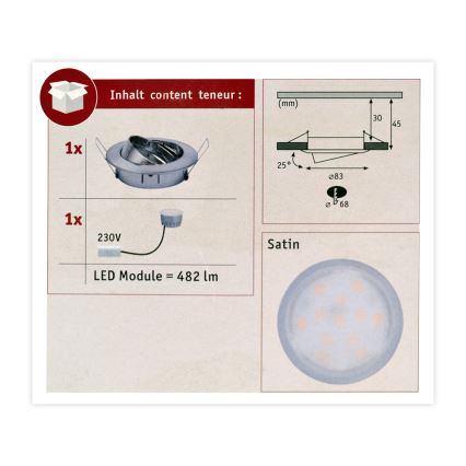 Paulmann 93963 - LED/7W IP23 Hämardatav vannitoa laevalgusti COIN 230V