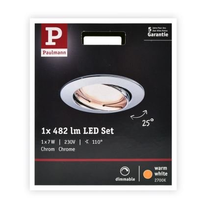 Paulmann 93965 - LED/7W Hämardatav vannitoavalgusti COIN 230V