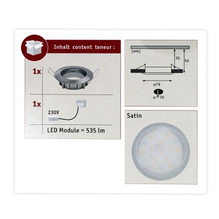 Paulmann 93975 - LED/6,8W IP44 Süvistatav vannitoavalgusti COIN 230V