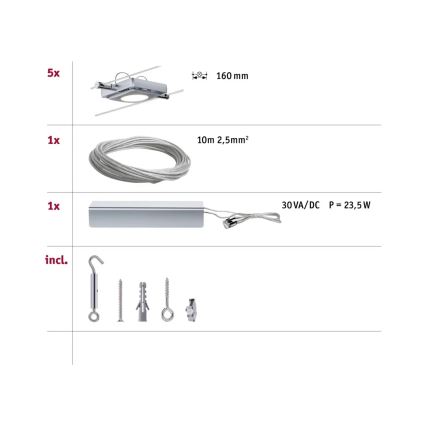 Paulmann 94108 - KOMPLEKT 5xLED/4,3W Kohtvalgusti nöörisüsteemile MAC 230V matt kroom