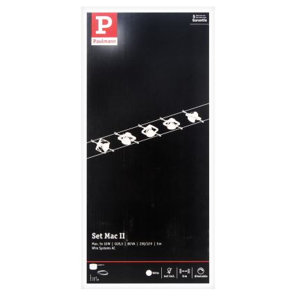 Paulmann 94134 - Komplekt 5x GU5.3/10W, täielik MAC kaablisüsteem 230 V, valge