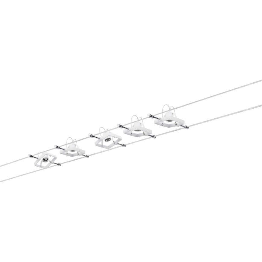 Paulmann 94134 - KOMPLEKT 5xGU5,3/10W Kohtvalgusti nöörisüsteemile MAC 230V valge