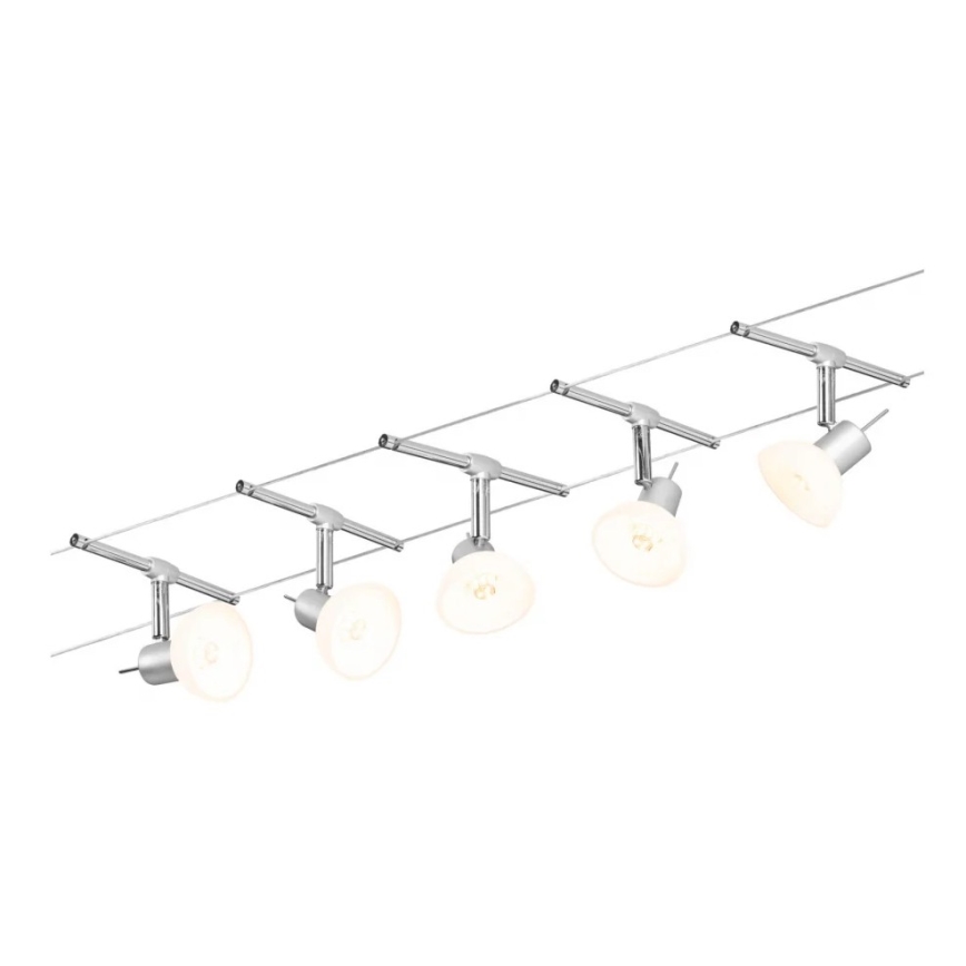 Paulmann 94136 - KOMPLEKT 5xGU5,3/10W Kohtvalgusti nöörisüsteemile SHEELA 230V läikiv kroom
