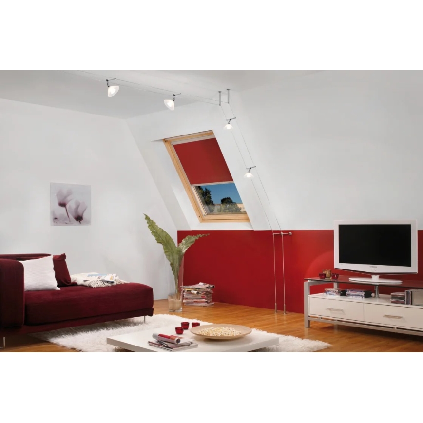 Paulmann 94138 - 1xGU4/10W COLMAR kaablisüsteemi suunatav punktvalgusti 12V valge/läikiv kroom