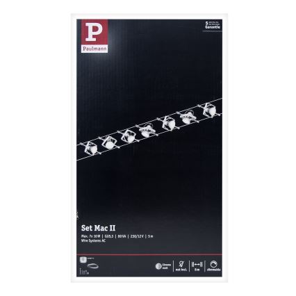 Paulmann 94152 - KOMPLEKT 7xGU5,3/10W Kohtvalgusti nöörisüsteemile MAC 230V matt kroom