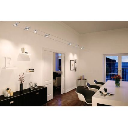 Paulmann 94152 - komplekt 7xGU5,3/10W: täielik MAC kaablisüsteem 230V, mattkroom