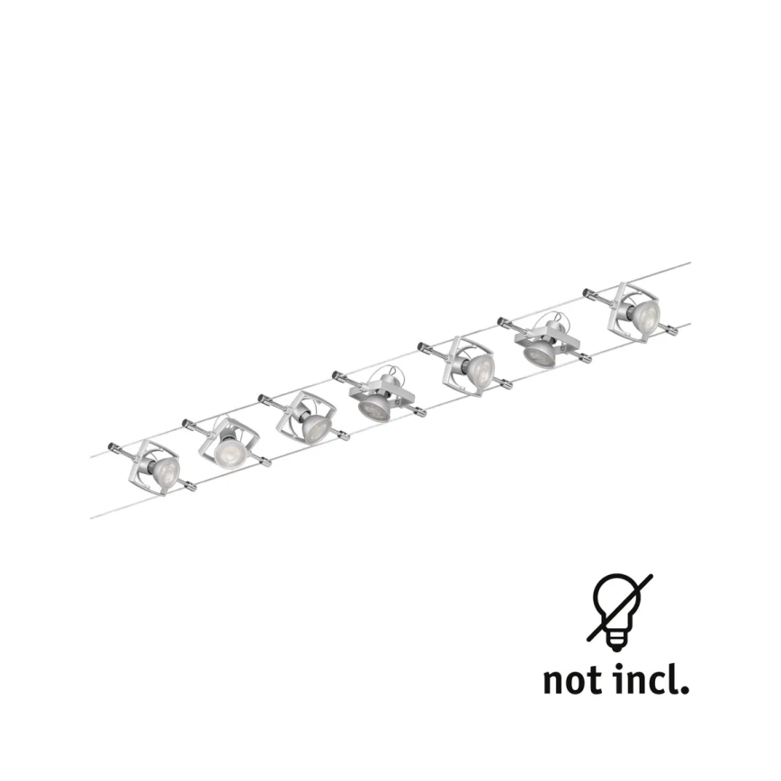 Paulmann 94152 - komplekt 7xGU5,3/10W: täielik MAC kaablisüsteem 230V, mattkroom