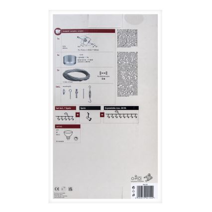 Paulmann 94152 - komplekt 7xGU5,3/10W: täielik MAC kaablisüsteem 230V, mattkroom