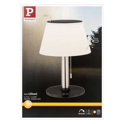 Paulmann 94309 - LED/0,8W IP44 Hämardatav päikesepaneeliga lamp LILLESOL 3,7V 2000 mAh