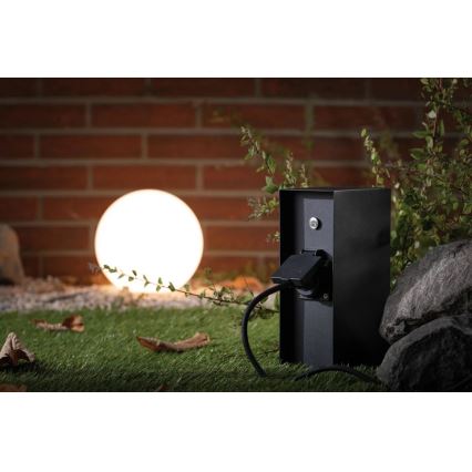 Paulmann 94315 -Väli pistikupesadega torn hämardusanduriga RIO 3Z SCHUKO 230V IP44