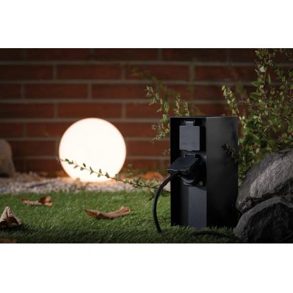Paulmann 94315 -Väli pistikupesadega torn hämardusanduriga RIO 3Z SCHUKO 230V IP44