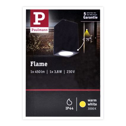 Paulmann 94327 - LED/3,8W IP44 Väli seinavalgusti FLAME 230V antratsiit