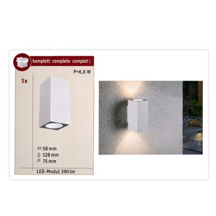 Paulmann 94330 - 2xLED/2,8W IP44 Väli seinavalgusti FLAME 230V valge