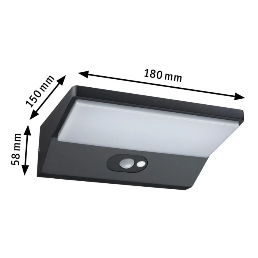 Paulmann 94333 - LED/7,4W IP44 Väli seinavalgusti koos anduriga HOUSE 230V