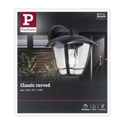 Paulmann 94392 - 1xE27/12W IP44 Väli seinavalgusti CLASSIC 230V