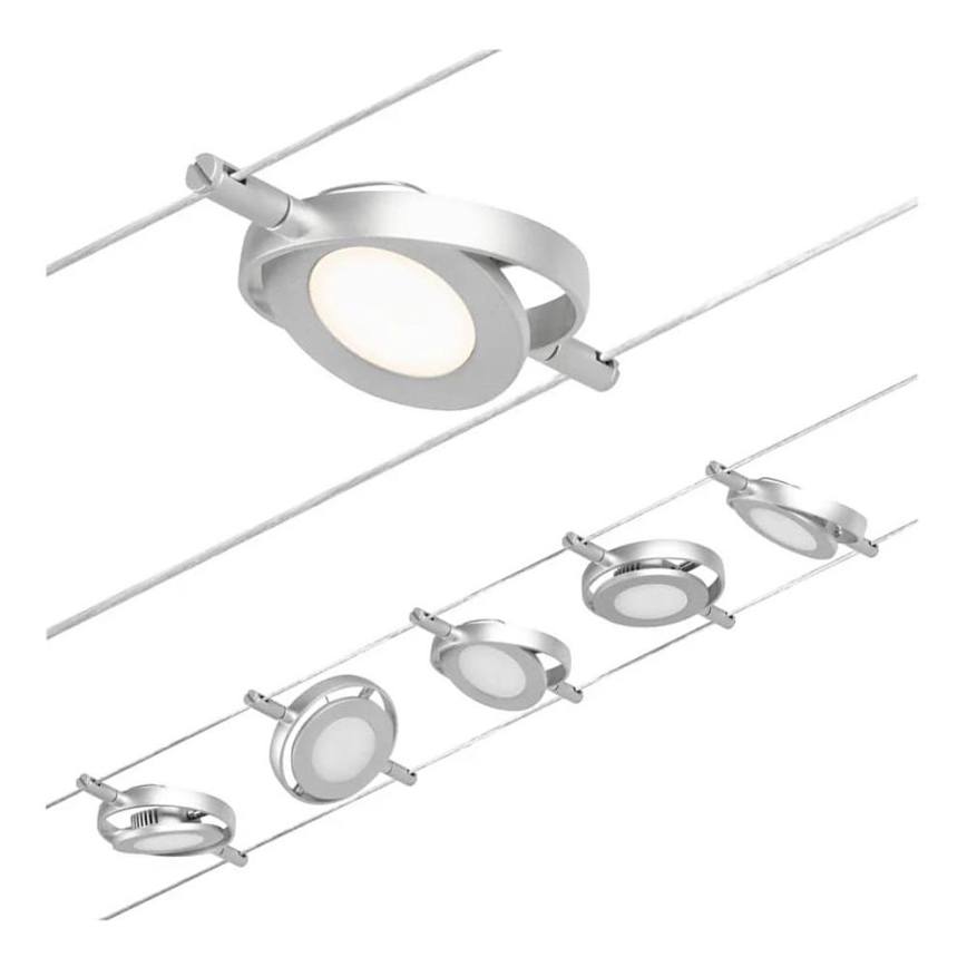 Paulmann 94414 - KOMPLEKT 5xLED/4,5W Kohtvalgusti nöörisüsteemile ROUNDMAC 230V läikiv kroom