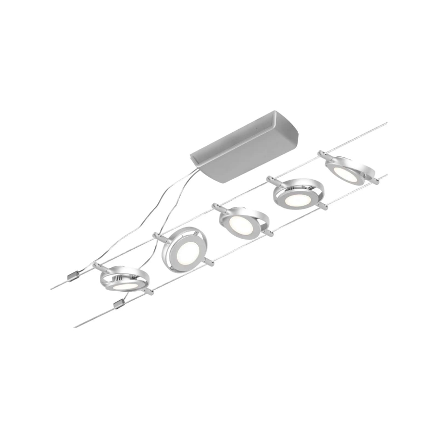 Paulmann 94414 - KOMPLEKT 5xLED/4,5W Kohtvalgusti nöörisüsteemile ROUNDMAC 230V läikiv kroom